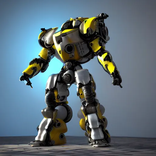 Image similar to a banana piloting a mech, hyper realistic, extremely detailed, 3 d render, coherent, unreal engine 6,