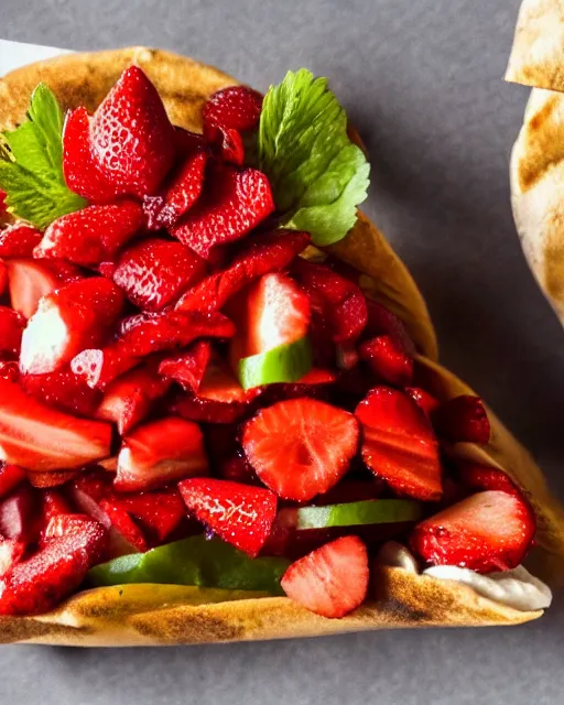 Image similar to a shwarma made out of strawberries