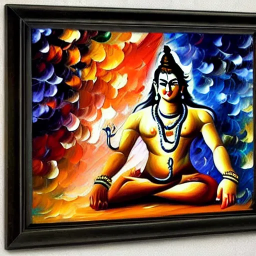 Image similar to god shiva in style of leonid afremov