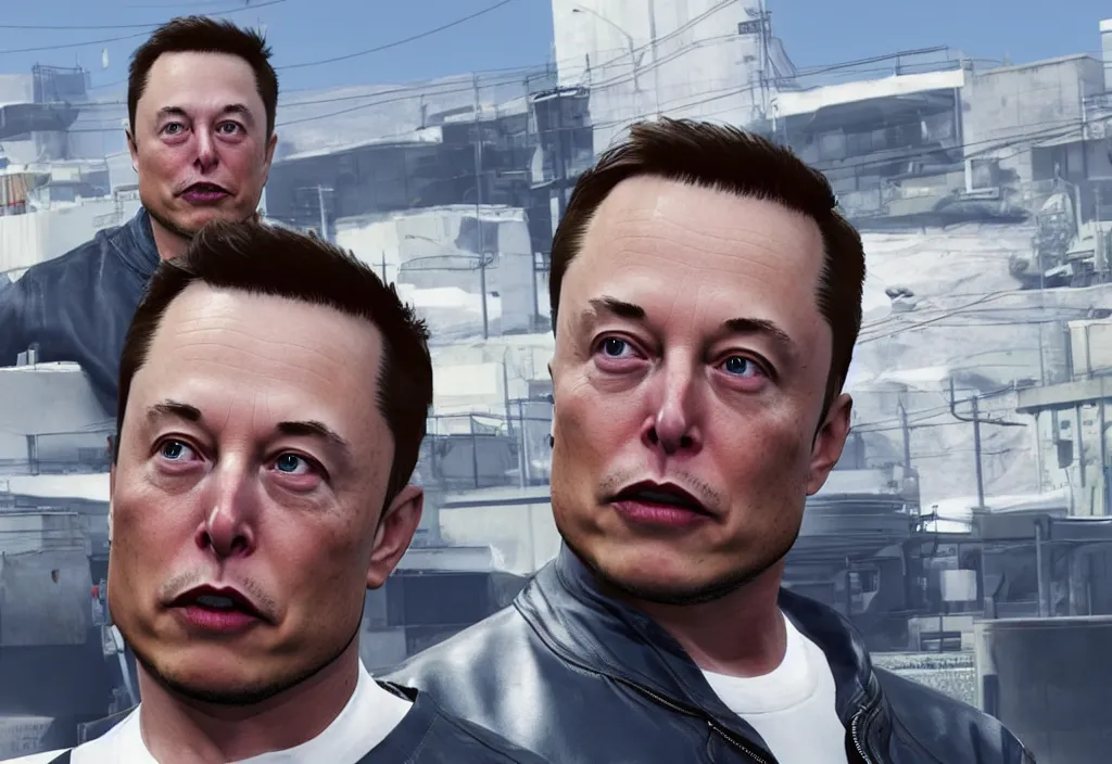 Image similar to elon musk in the video game in gta 5, gameplay screenshot, close up, 3 d rendering. unreal engine. amazing likeness. very detailed.