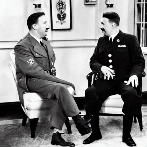 Prompt: jimmy fallon interviewing adolf hitler