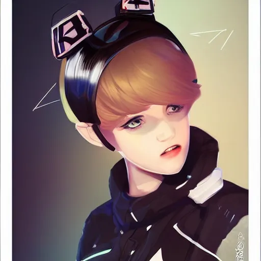 Prompt: poster woman with futuristic streetwear and hairstyle, cute face, pretty, Anime by Cushart Krentz, Kuvshinov Ilya and Gilleard James, 4k, HDR, Trending on artstation, Behance, Pinterest