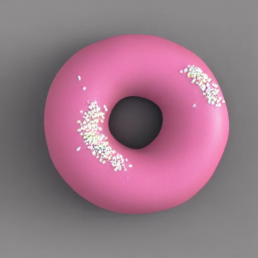 Image similar to 3 d render of realistic pink frosted donut with sprinkles