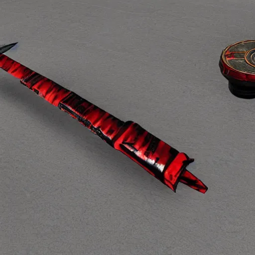 Image similar to prototype game like mercenary black red blade for arm in apocalyptic city