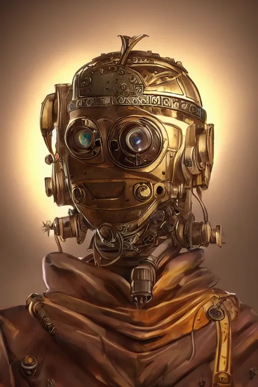 Image similar to steampunk helmet fantasy art mask robot ninja stylized digital illustration sharp focus, elegant intricate digital painting artstation concept art global illumination ray tracing advanced technology chaykin howard and campionpascale and cooke darwyn and davis jack