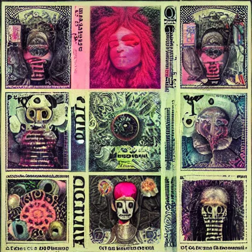 Prompt: post - punk new age album cover, asymmetrical design, dollar bank notes, capitalism, magic, apocalypse, psychedelic, black white pink, magic, giger h. r., giuseppe arcimboldo