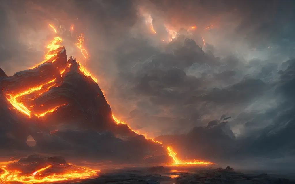 Image similar to flame vortex, phoenix, epic, immortality, divine, epic, shocking atmosphere, cinematic compositionsea, cloud, by greg rutkowski and richard lay, in volumetric lighting, trending on artstation, hd