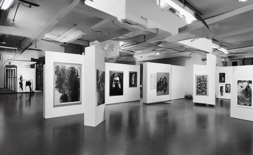 Prompt: an exhibition space with ethnographic objects on display 6 0 s offset lithography realistic black white 8 k