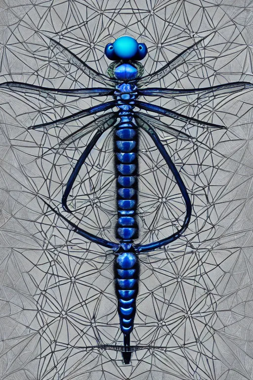 Prompt: a macro photograph of a pixar bio - mech cyborg dragonfly surrounded by sacred geometry by adam gor, by javier ruperez, by ellen jewett, 8 k