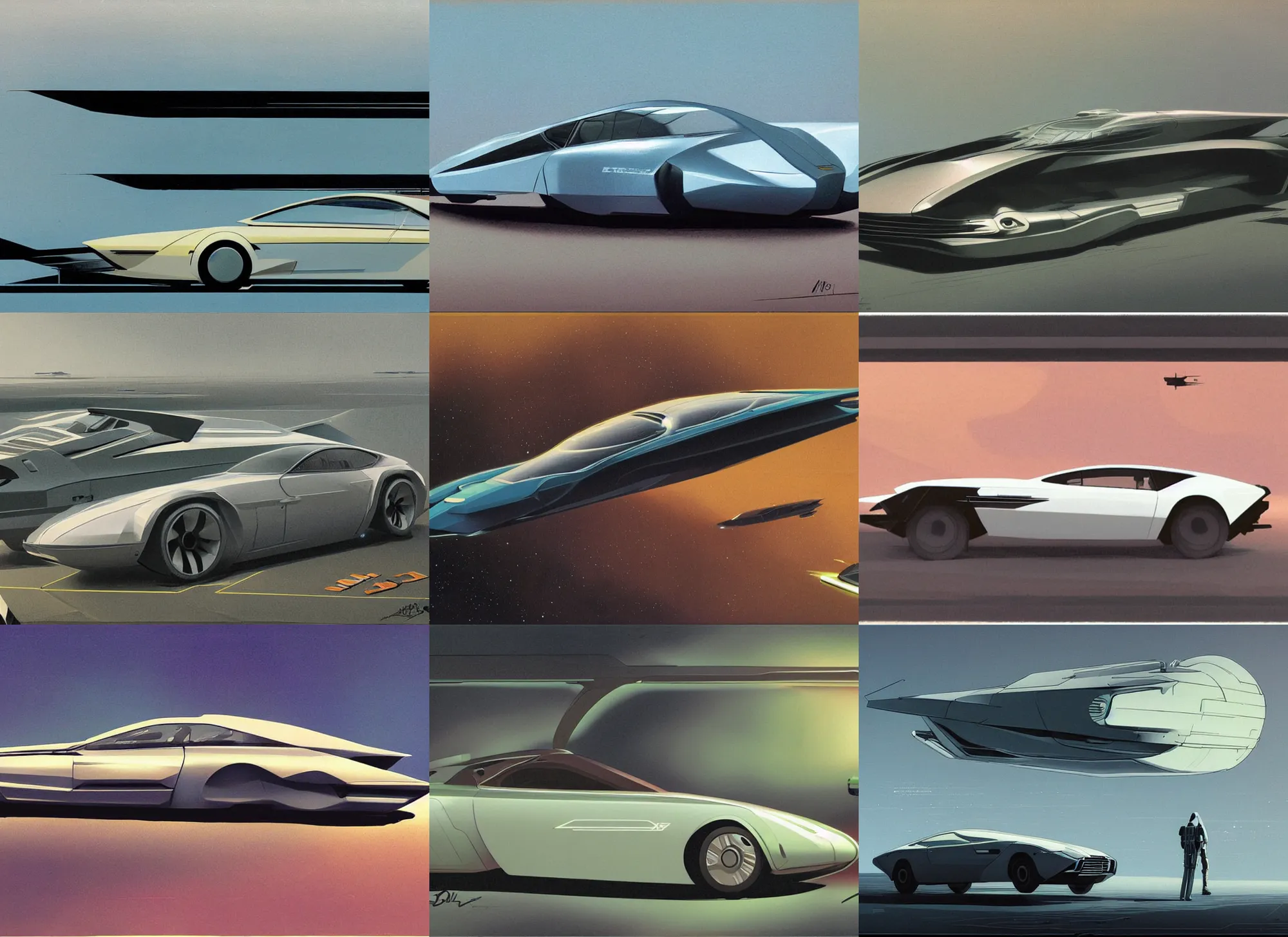 Image similar to futuristic Aston Martin (2053), concept art, Dan McPharlin, Ralph McQuarrie