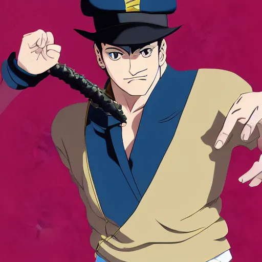 Image similar to Jotaro Kujo wearing Crocs, 4k, hd