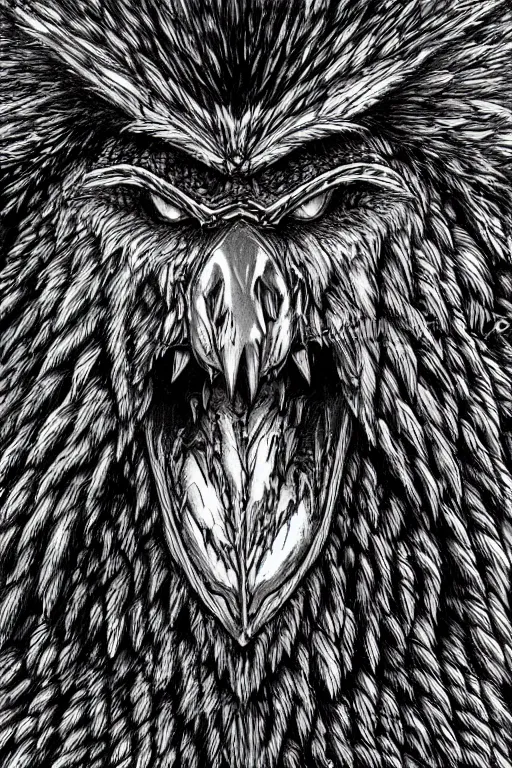 Image similar to raven monster, highly detailed, digital art, sharp focus, trending on art station, kentaro miura manga art style