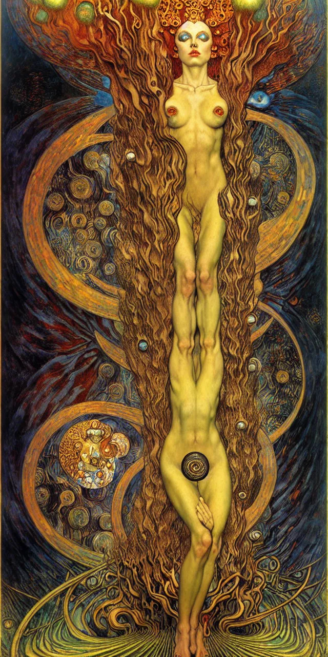 Image similar to Divine Chaos Engine by Karol Bak, Jean Delville, William Blake, Gustav Klimt, and Vincent Van Gogh, symbolist, visionary