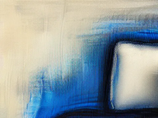 Image similar to a sofa, abstract painting fabric texture, blue, white, photorealist, 4 k