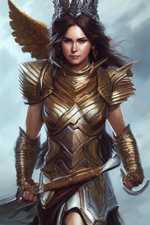 Image similar to amazon valkyrie athena, d & d, fantasy, portrait, highly detailed, headshot, digital painting, trending on artstation, concept art, sharp focus, illustration, art by artgerm and greg rutkowski and magali villeneuve