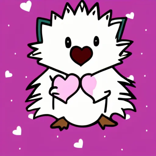 Prompt: cute hedgehog heart love cute adorable emote twitch waving lineart