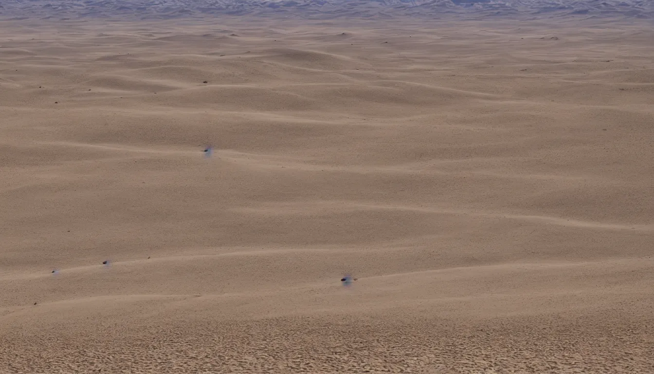 Prompt: barren desert with large sand dunes