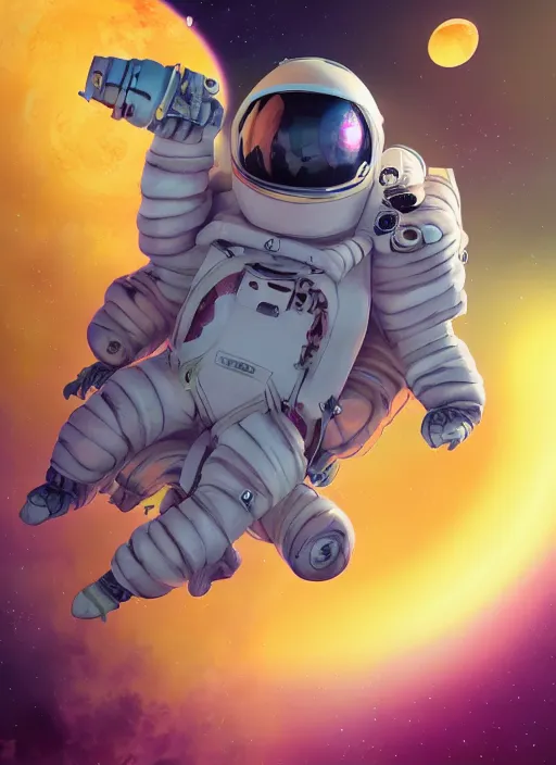 Image similar to An epic fantastic realism comic book style astroneer painting of the most beautiful flowers launched into space, bouquets, solar eclipse, fisheye, unreal 5, DAZ, hyperrealistic, octane render, dynamic lighting