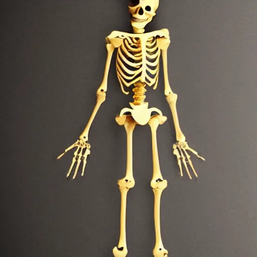 Prompt: A Skeleton made of gold,