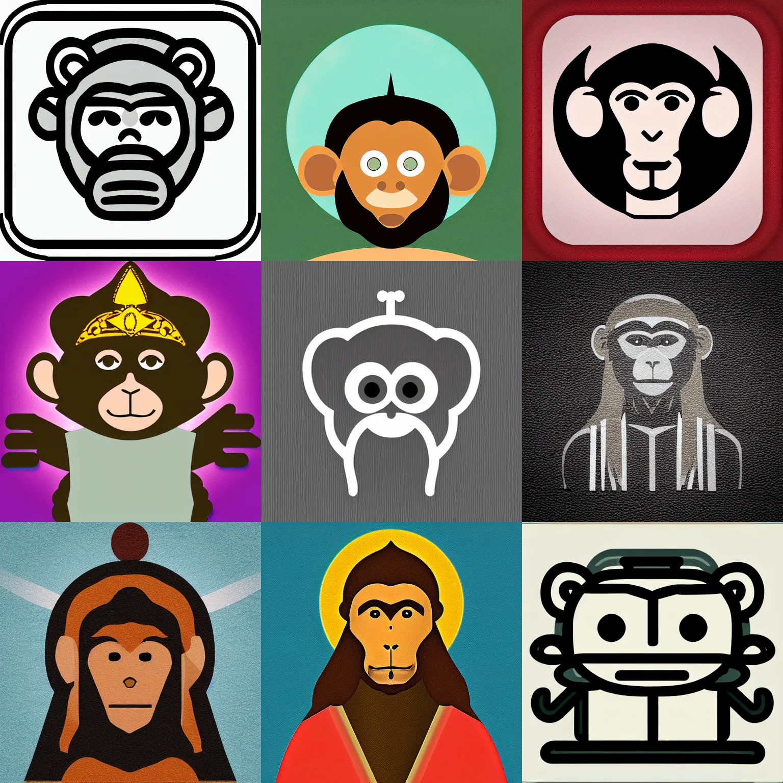 Prompt: minimalistic icon of monkey jesus