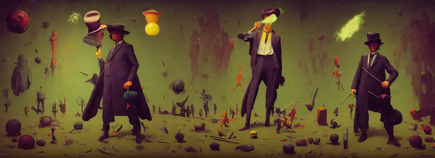 Image similar to full - body portrait surreal colorful clay fighting artstation rpg hatter character concept art anatomy, action pose, very coherent and colorful high contrast masterpiece by norman rockwell franz sedlacek hieronymus bosch dean ellis simon stalenhag rene magritte gediminas pranckevicius, dark shadows, sunny day, hard lighting, reference sheet white! background