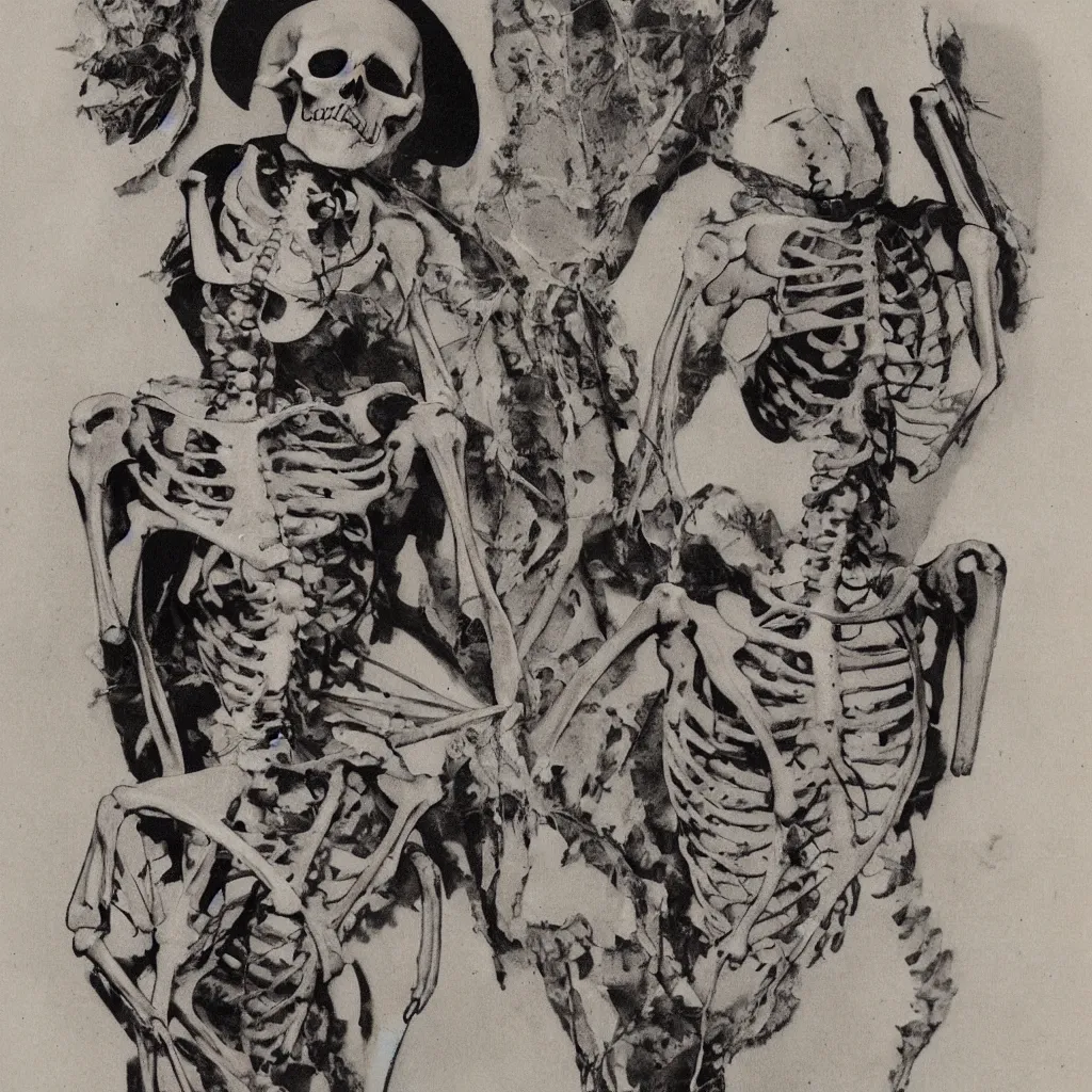 Prompt: a cute vintage skeleton