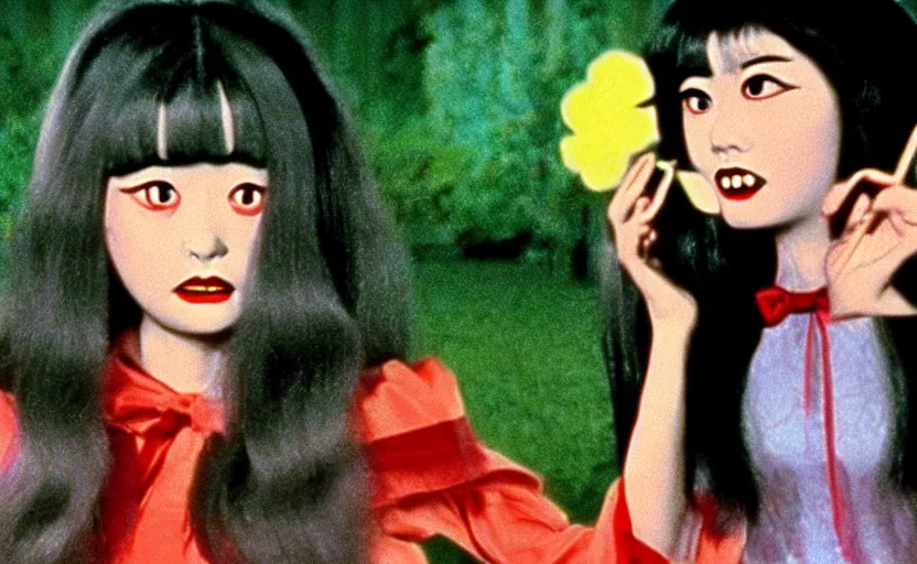 Image similar to film still of Hausu (ハウス) (1977), 4k restoration, Criterion