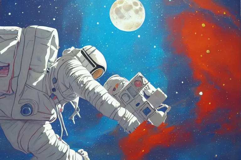 Image similar to an astronaut laying on mars in the style of flooko, acrylic art, detailed, moonlight,