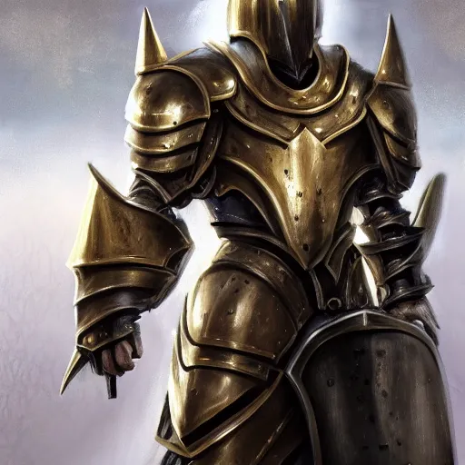 Prompt: a divine paladin in heavy armor wearing a heavy platemail helmet, artstation hall of fame gallery, editors choice, #1 digital painting of all time, most beautiful image ever created, emotionally evocative, greatest art ever made, lifetime achievement magnum opus masterpiece, the most amazing breathtaking image with the deepest message ever painted, a thing of beauty beyond imagination or words, 4k, highly detailed, cinematic lighting