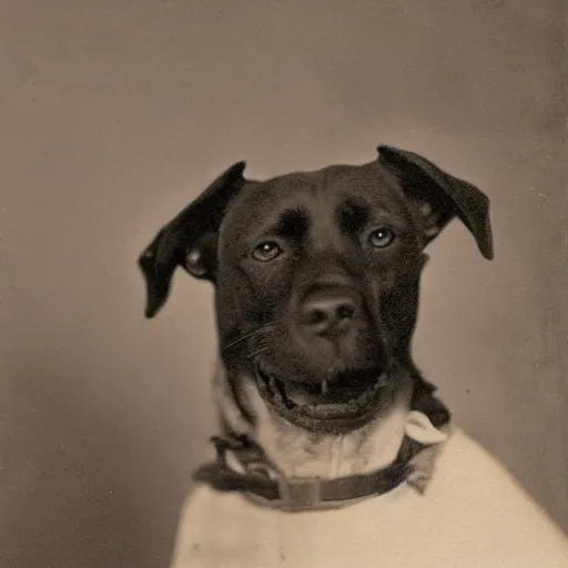 Image similar to victorian portrait of a smiling dog