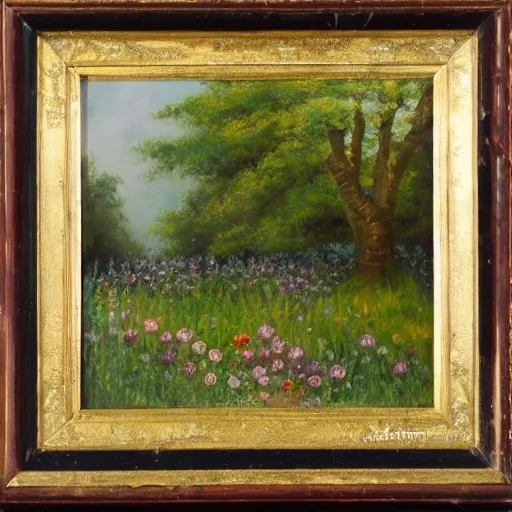 Image similar to oil painting of floral meadow