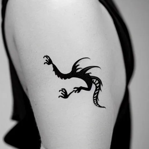 Image similar to A dragon tattoo, minimalistic, simplistic,