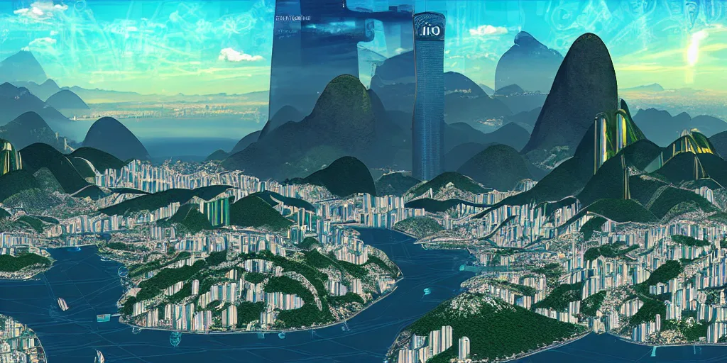 Prompt: Rio de Janeiro in Cyber Punk 2077, highly detailed digital art
