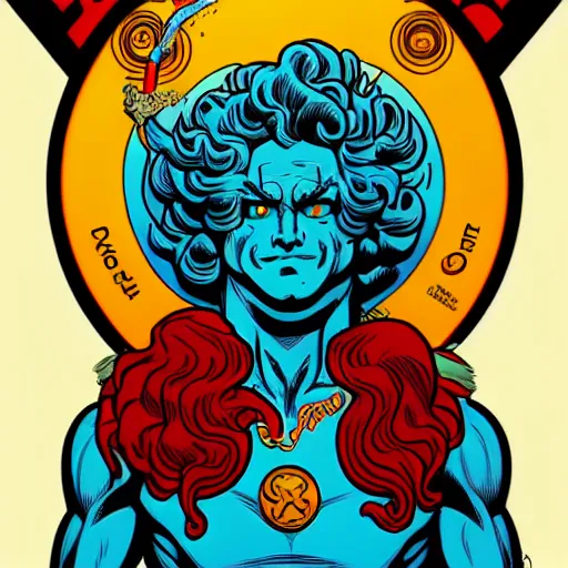 Image similar to the god neptune, comic, illustration, digital art, concept art, by butcher billy