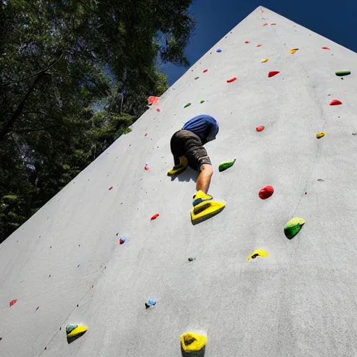 Image similar to obese saddam hoessein climbing wall, extreme sport