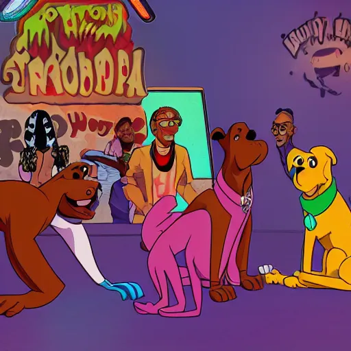 Prompt: Scooby Doo hanging out with Snoop dogg, digital art, 8k, trending on artstation, detailed