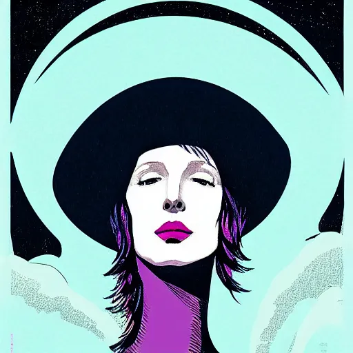 Prompt: kelly reilly retro minimalist portrait! moebius starwatcher comic by jean giraud, portrait 8 k