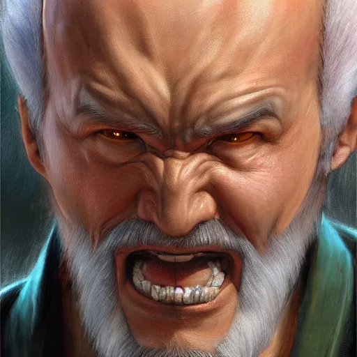 Image similar to Heihachi Mishima from Tekken, closeup character portrait art by Donato Giancola, Craig Mullins, digital art, trending on artstation