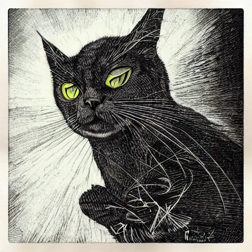 Prompt: “ aaron horkey ” dimitri the black cat prowling for rats 1 0 2 4 x 1 0 2 4