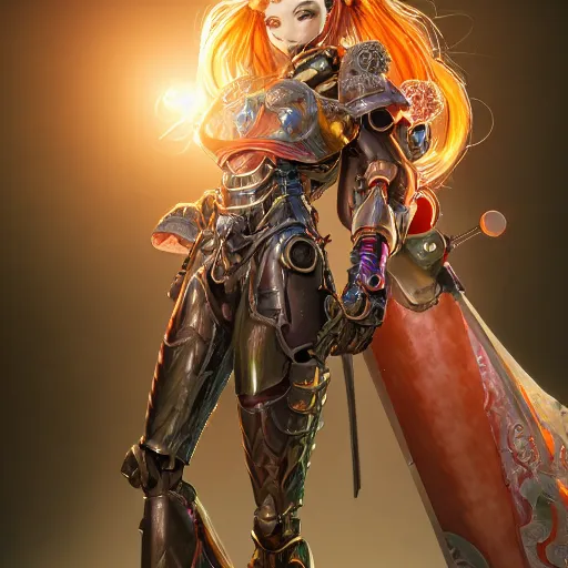 Image similar to studio portrait of lawful good colorful female holy mecha paladin absurdly beautiful, elegant, young sensual graceful woman, ultrafine hyperrealistic detailed face illustration by kim jung gi, irakli nadar, intricate linework, sharp focus, bright colors, matte, octopath traveler, final fantasy, unreal engine highly rendered, global illumination, radiant light, intricate environment