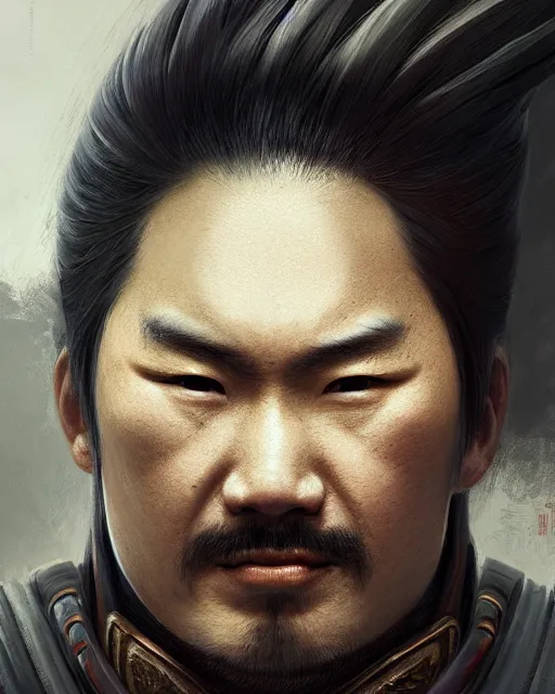 Prompt: portrait of a samurai, cinematic lighting, smooth, focus, cinematic, concept art, highly detailed, artstation, deviantart, behance trending, art by feng zhu, shaddy safadi, noah bradley, tyler edlin, jordan grimmer, darek zabrocki, neil blevins, tuomas korpi, wlop, artgerm