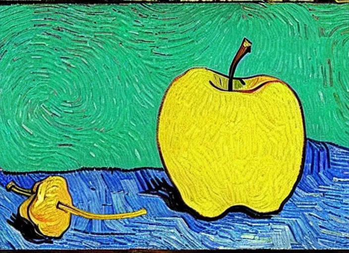 Prompt: an apple ， by vincent willem van gogh,