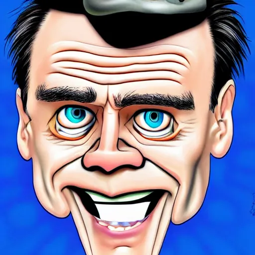 Prompt: jim carrey caricature realism, in the style of steve bell!