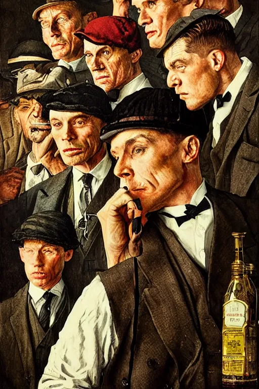 Image similar to peaky blinders painted by norman rockwell