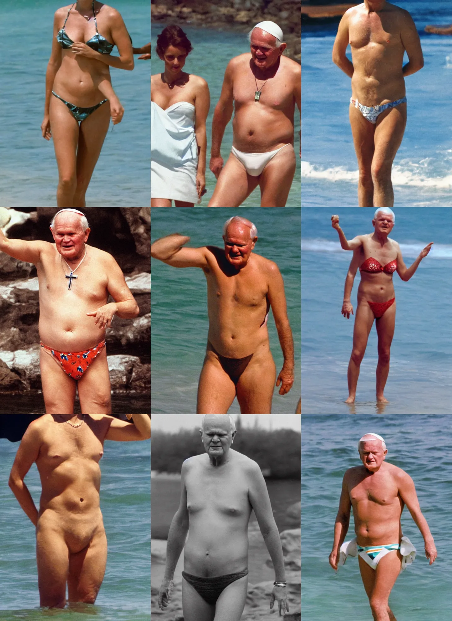 Prompt: John Paul II in bikini