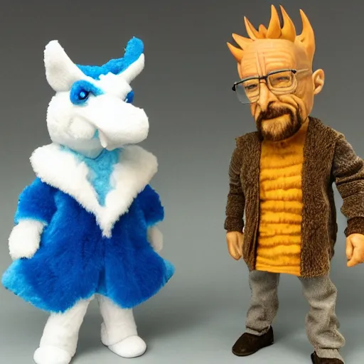 Image similar to white and blue furred dragon with walter white