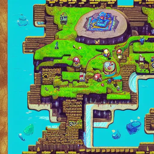 Image similar to zelda links awakening map artwork digital art trending on artstation, 4 k uhd, ultra detailed, sharp
