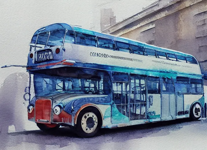 Image similar to concept art of a urban bus, pinterest, artstation trending, behance, watercolor, by coby whitmore, silver, laser light,