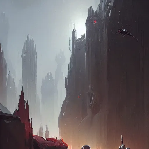 Prompt: star wars concept art by greg rutkowski, an ecomenopolis of palatial, elegant, neo - gothic architecture, dark, cinematic lighting, haunting atmosphere, artstation hq.