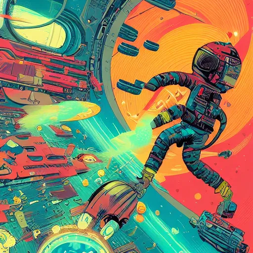 Prompt: highly detailed vibrant delirium space explosion by petros afshar, tom whalen, laurie greasley, war face by greg rutkowski